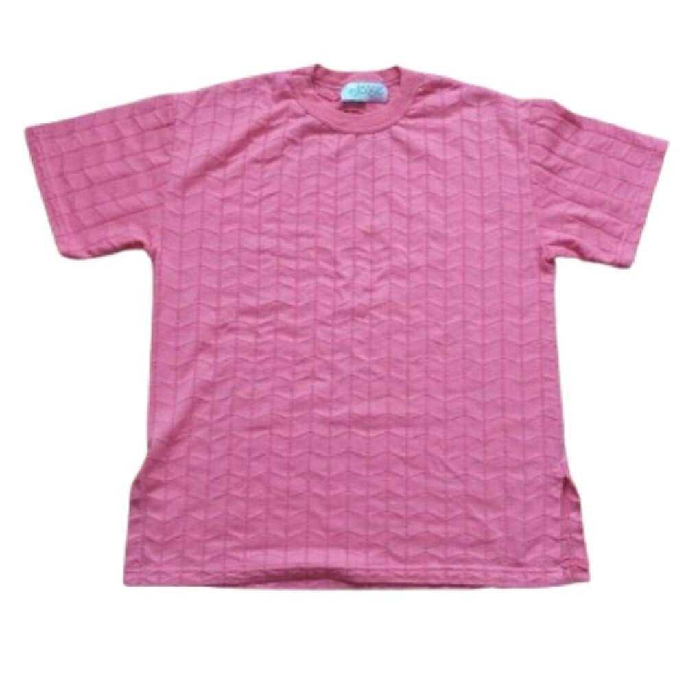VINTAGE Deep Salmon Pink Textured Shirt  Fits Large/  XL